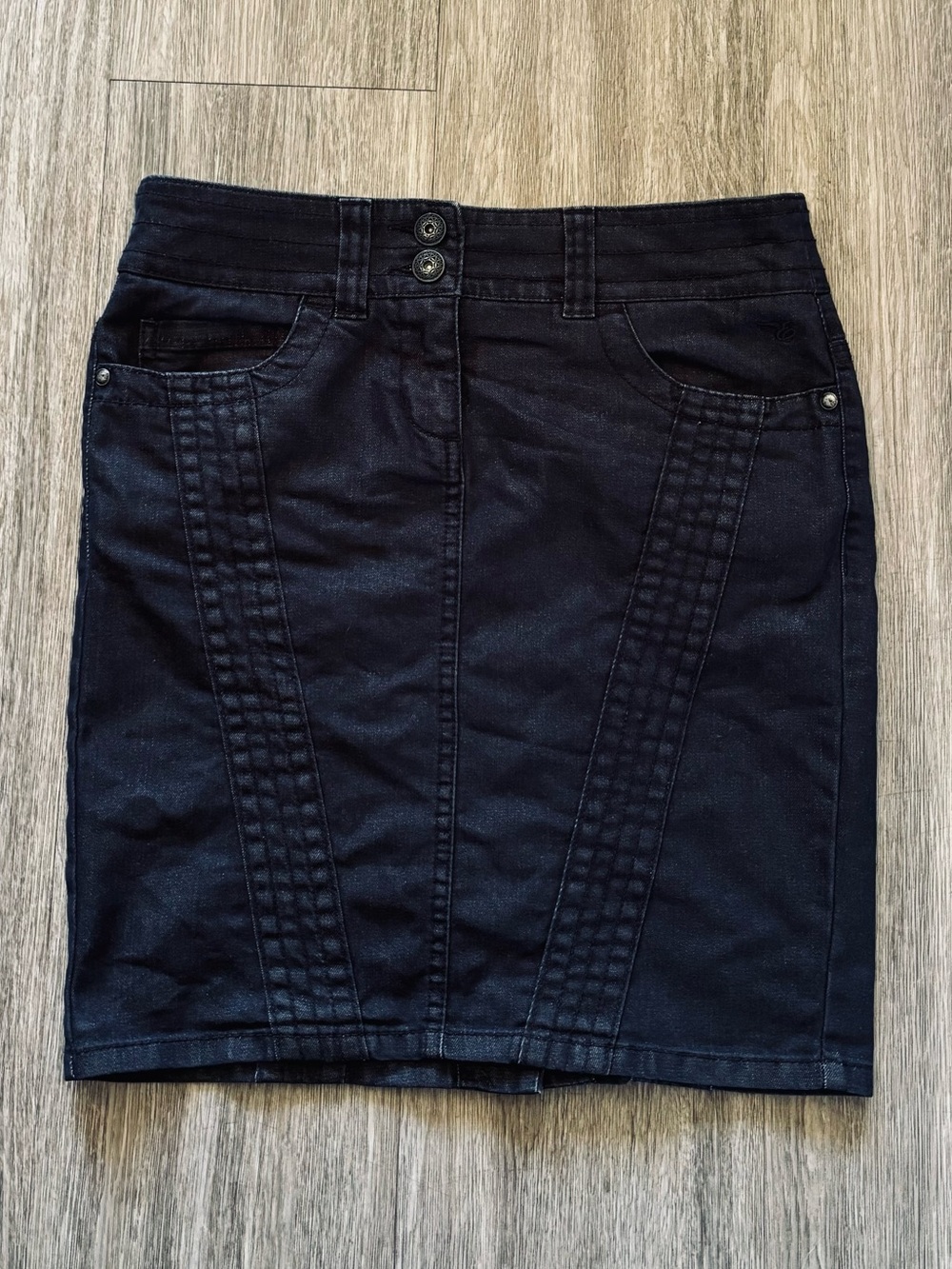 Esprit Dark Blue Denim Mini Skirt with Front Panel Stitching